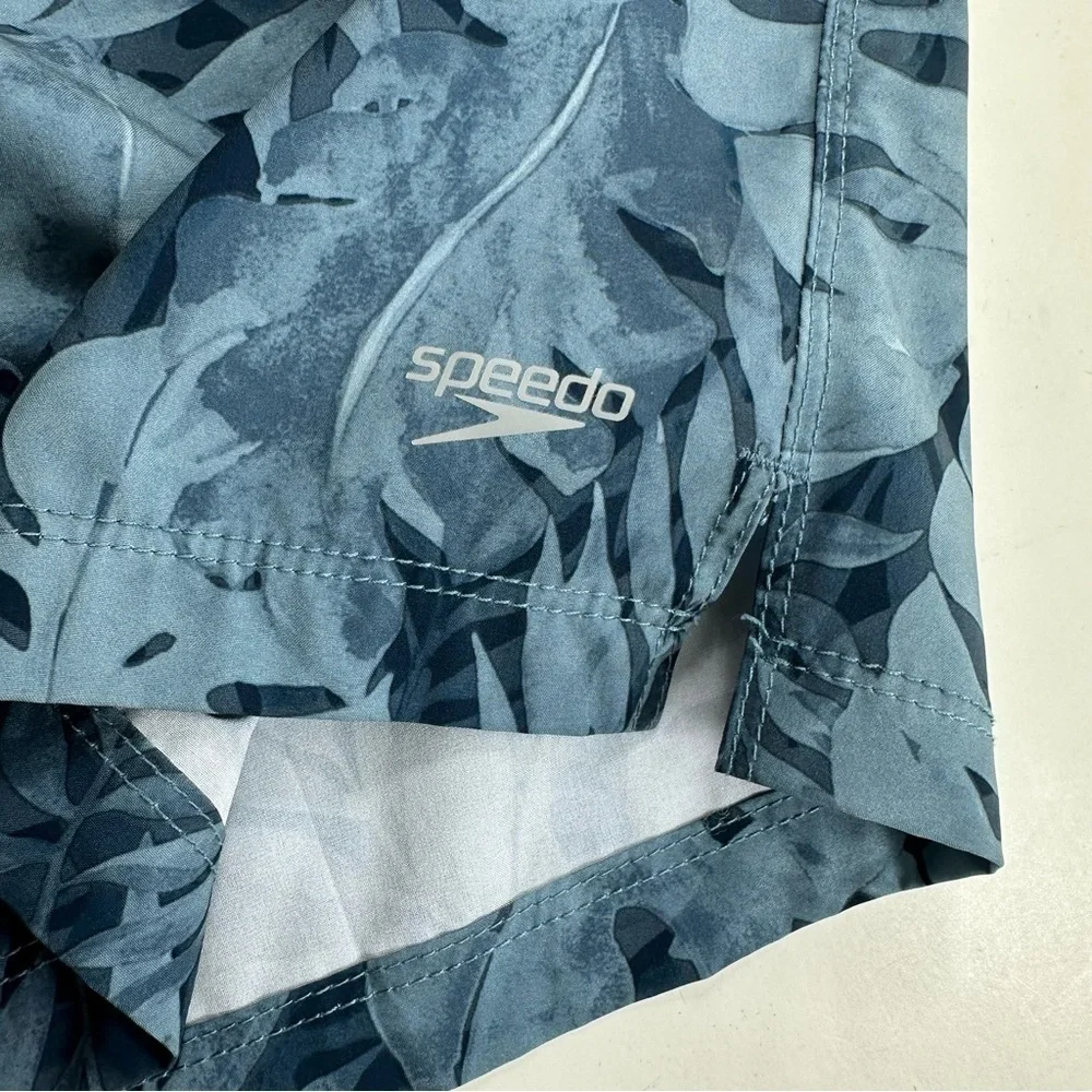 Speedo Men’s Hydro Volley Swim Trunks XL Lined Drawstring Blue Tropical Print